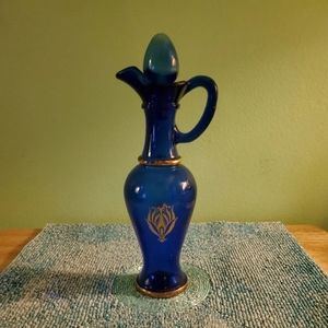 Avon 6 Blue Perfume Glass Bottle & Bulb Stopper